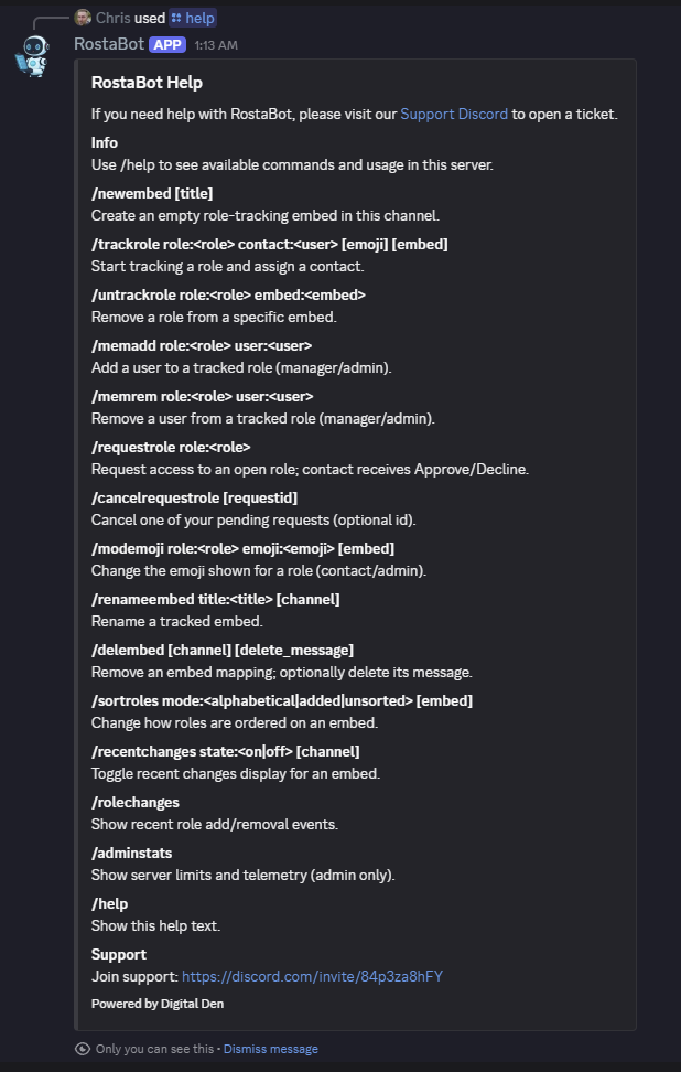RostaBot demo screenshot